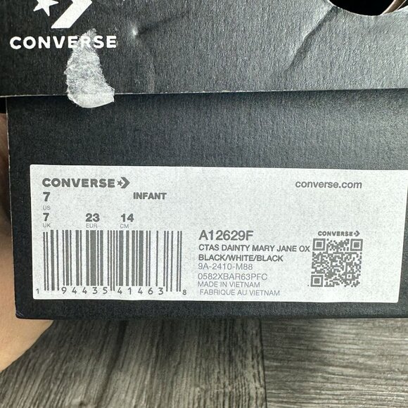 Converse CTAS Dainty Mary Jane Toddler size 7 Black White Slip On Shoes - Picture 9 of 9